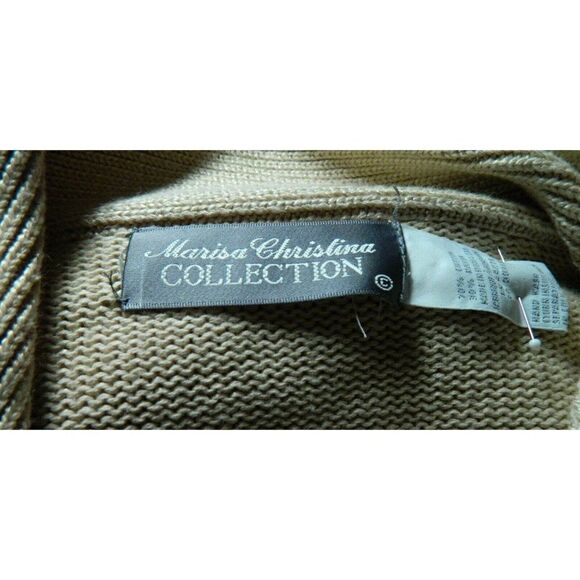 Marisa‎ Christina Collection Sweater Tunic Beige Oatmeal Pearl Trim Size Large - Picture 10 of 11